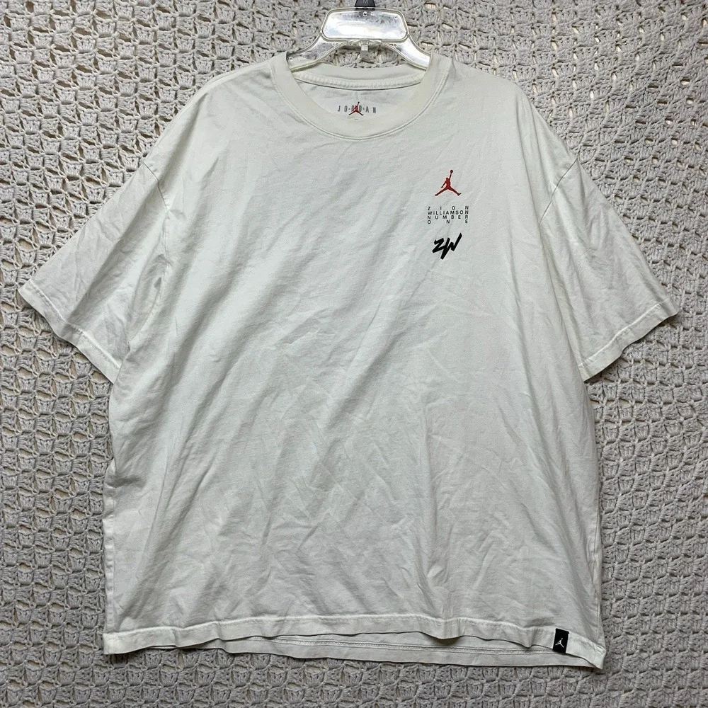 AIR Jordan Zion T-Shirt Men's Sz 3XL White‎ Williamson Number One Graphic